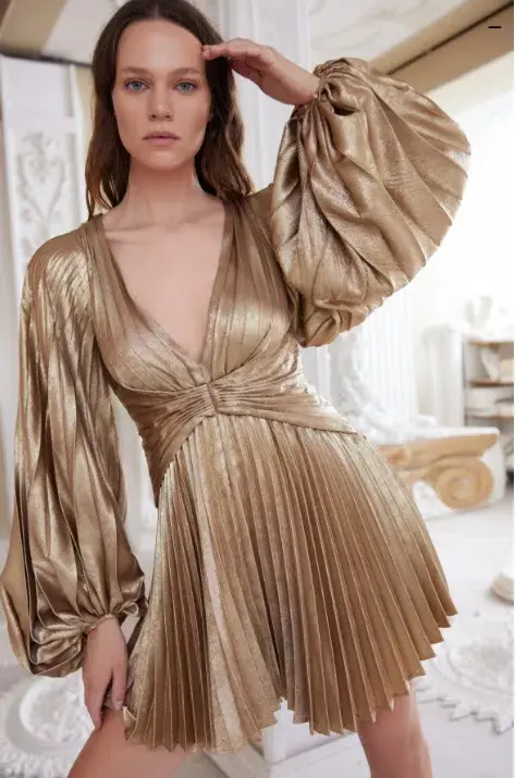 Acler Geneva Mini Dress Metallic Gold Size 8 - Image 4
