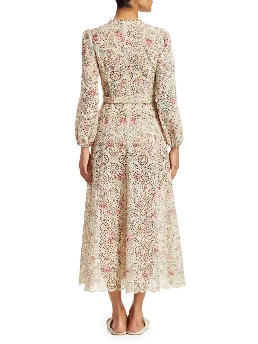 Zimmermann Honour High Neck Dress Cream Floral Size 1/AU 10 for rent on The Volte - main image