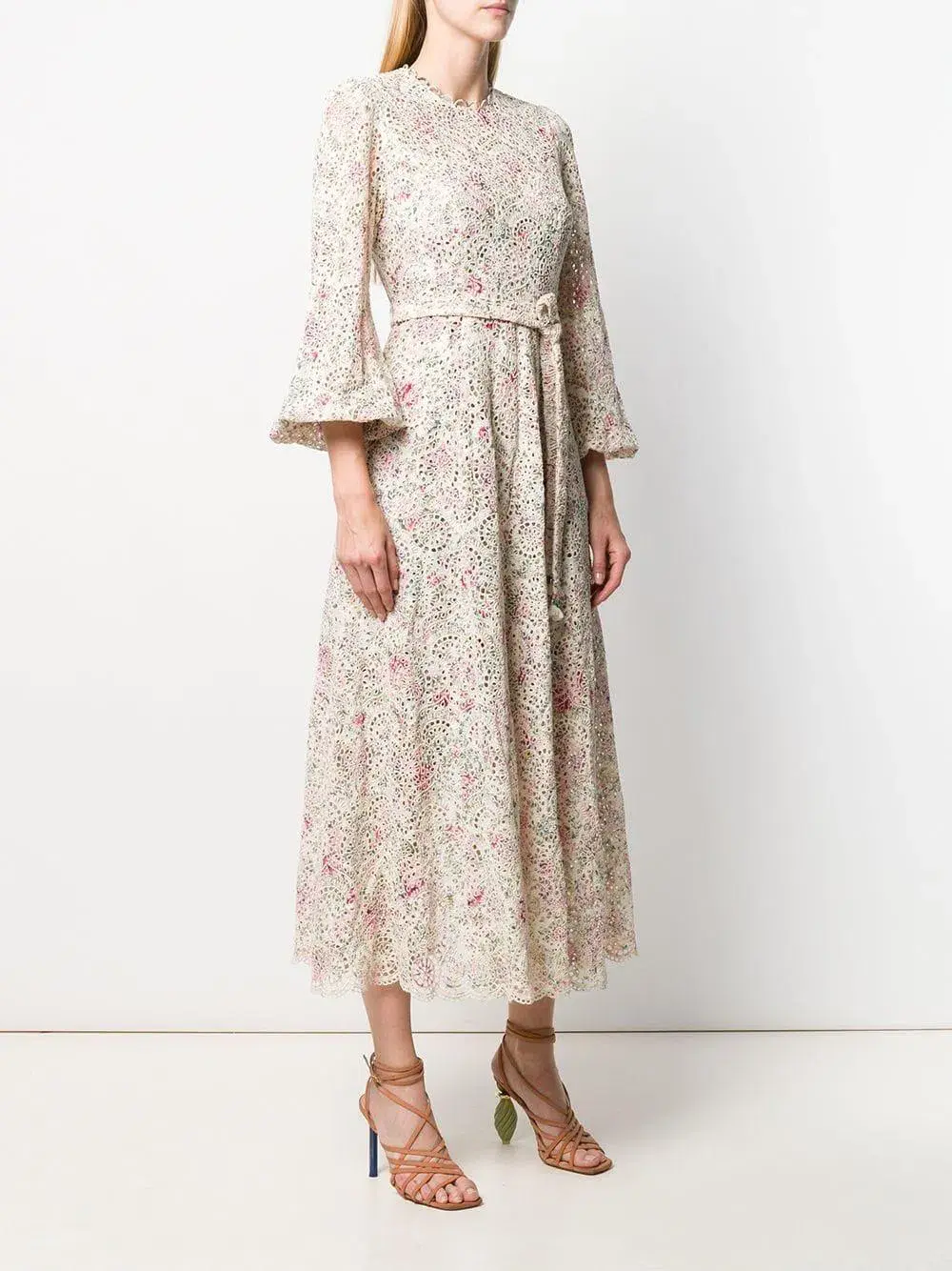 Zimmermann Honour High Neck Dress Cream Floral Size 1/AU 10 for rent on The Volte - main image