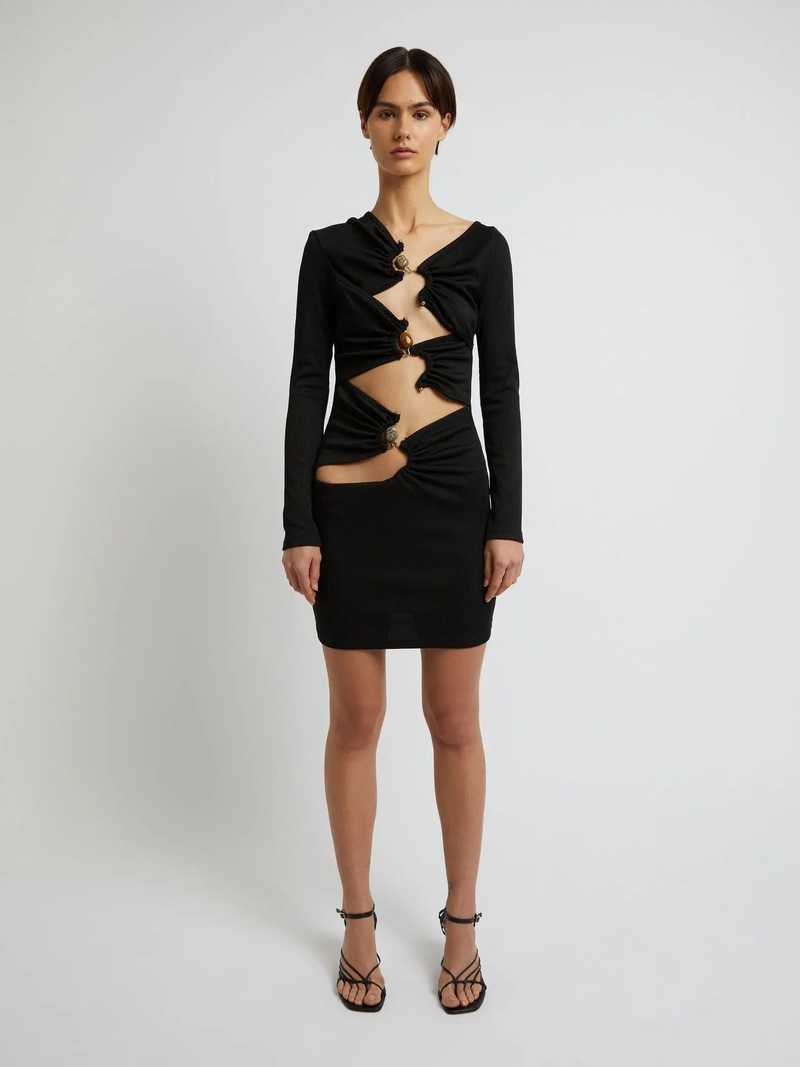 Christopher Esber Frequency Multigather Mini Dress Black Size 8 - Image 1