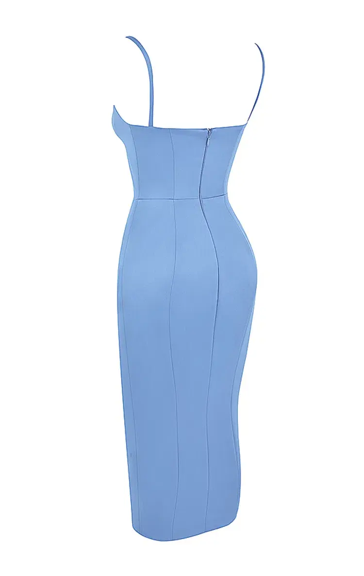 House of CB Casimira Satin Corset Midi Dress Blue Size M/AU 10 - Image 8