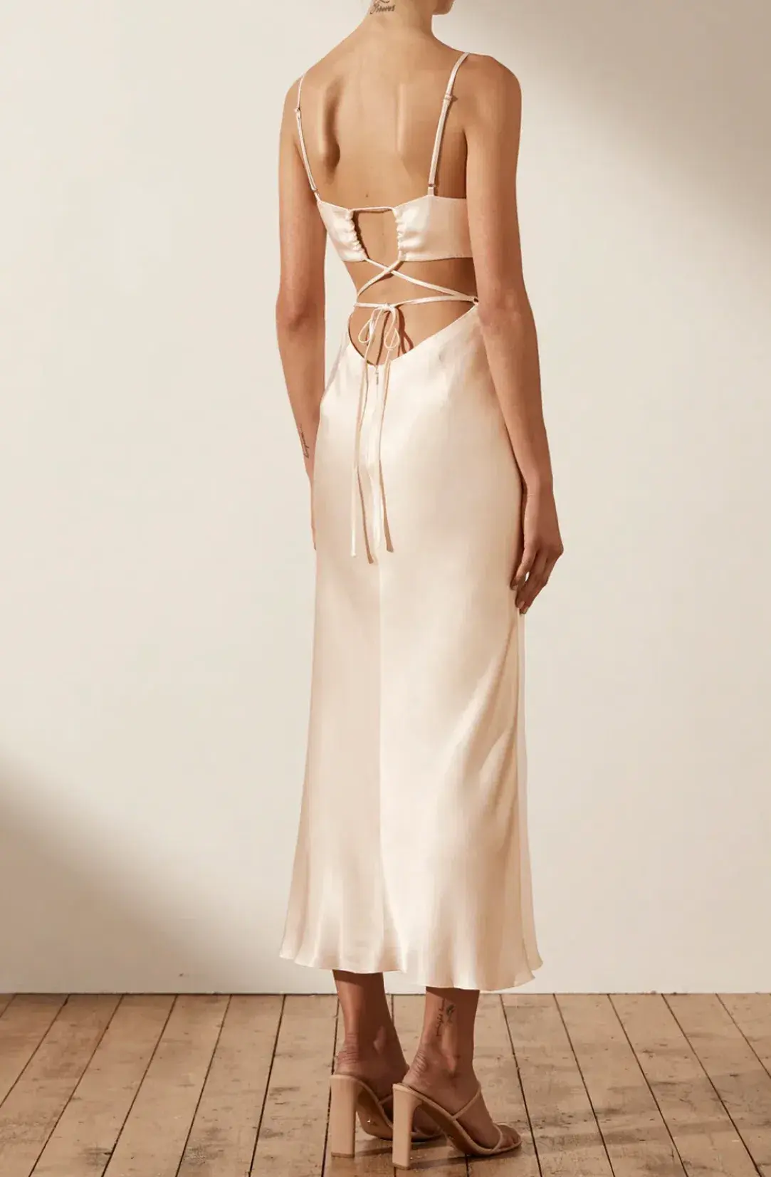 Shona Joy La Lune Backless Midi Dress Cream Size 10 - Image 3
