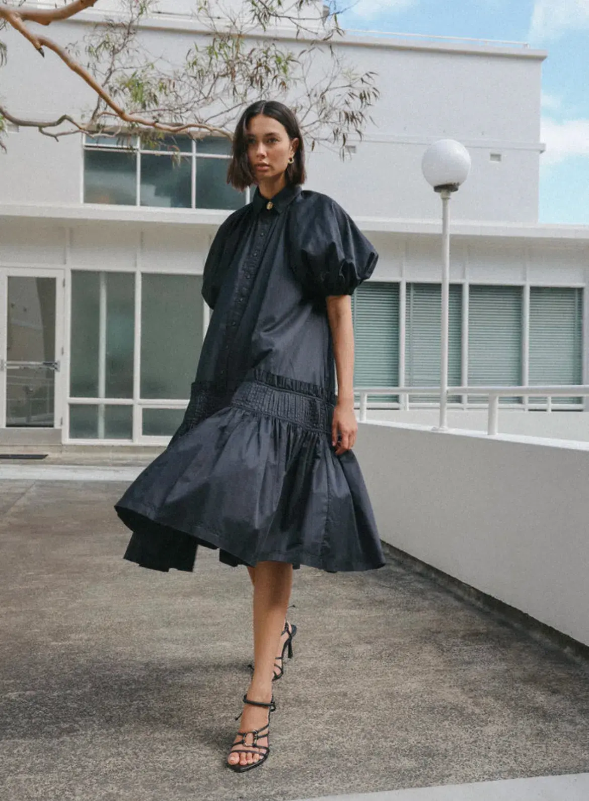 Aje Novella Midi Smock Dress Black Size AU 14 - Image 4