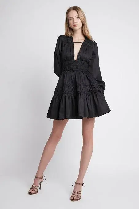 Aje Fallingwater Gathered Mini Dress Black Size 8 - Image 1