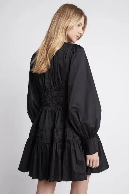 Aje Fallingwater Gathered Mini Dress Black Size 8 for rent on The Volte - main image