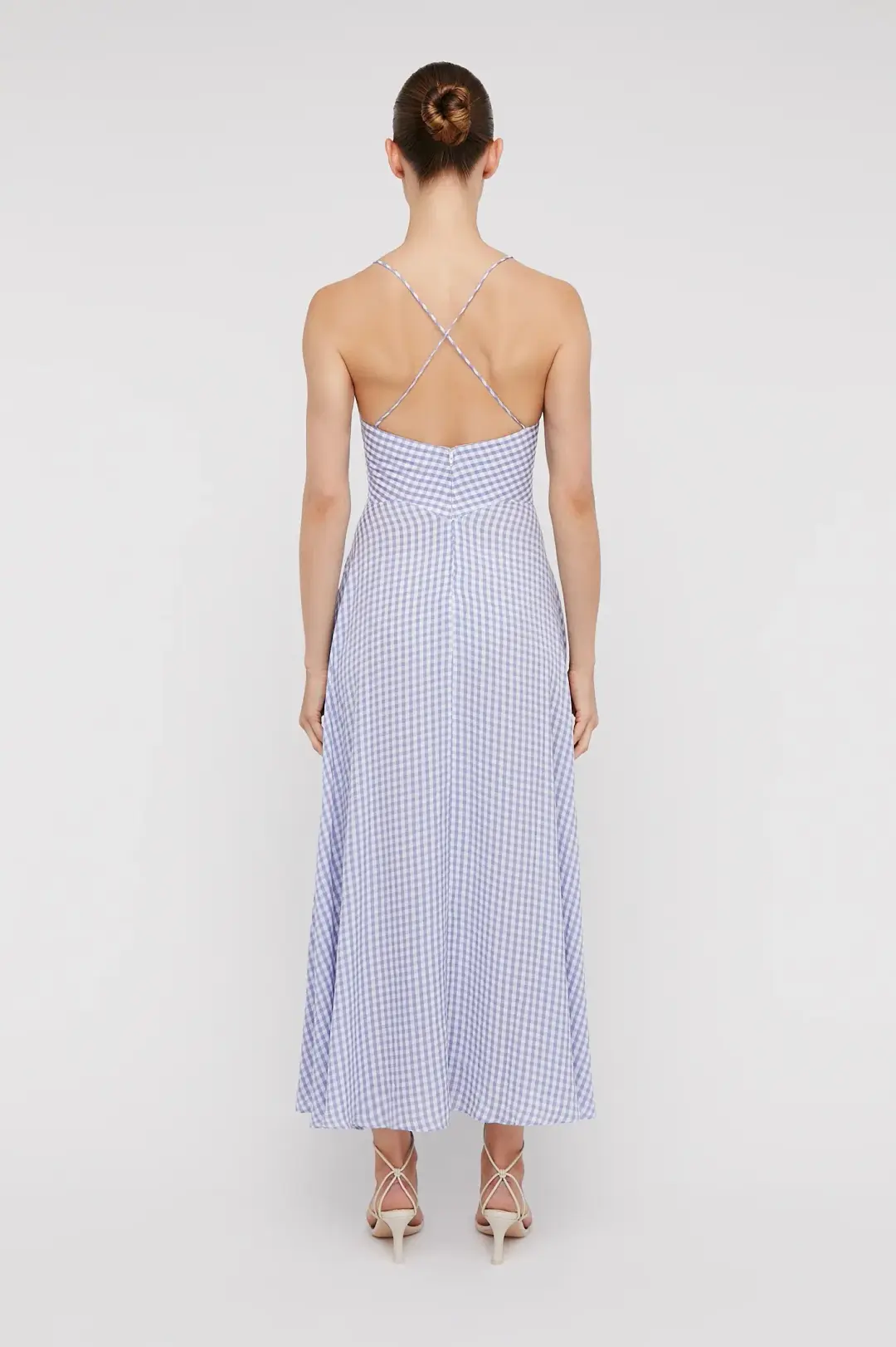 Scanlan Theodore Gingham Strappy Dress Mauve Size 8 for rent on The Volte - main image