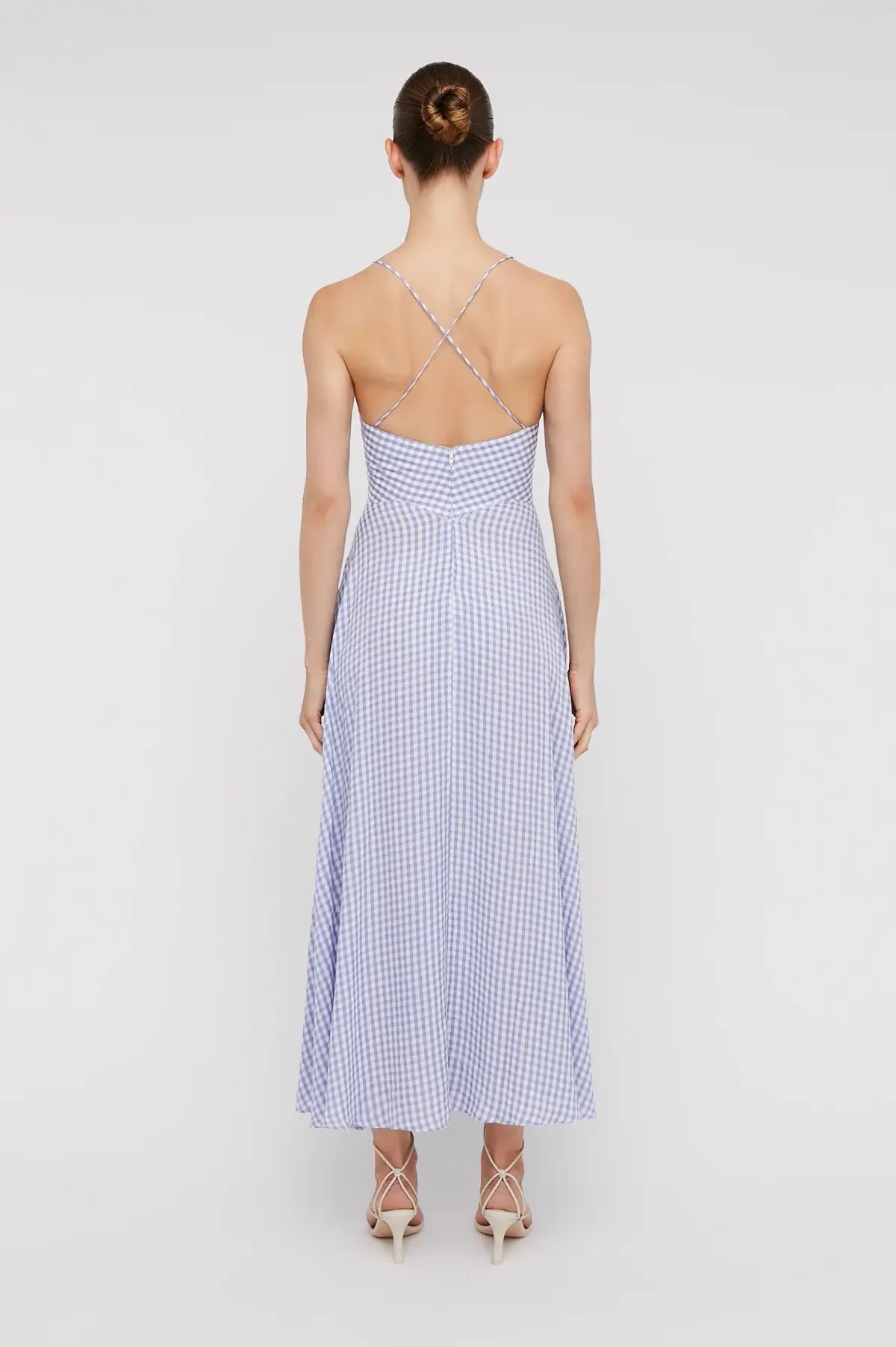Scanlan Theodore Gingham Strappy Dress Mauve Size 8 - Image 3