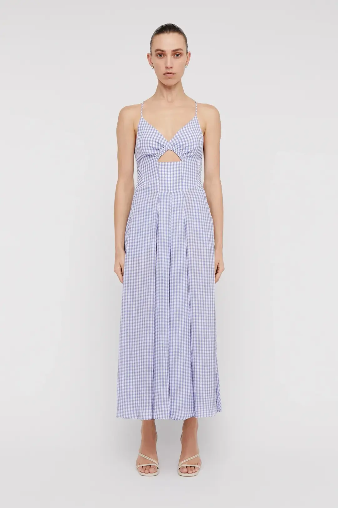 Scanlan Theodore Gingham Strappy Dress Mauve Size 8 for rent on The Volte - main image