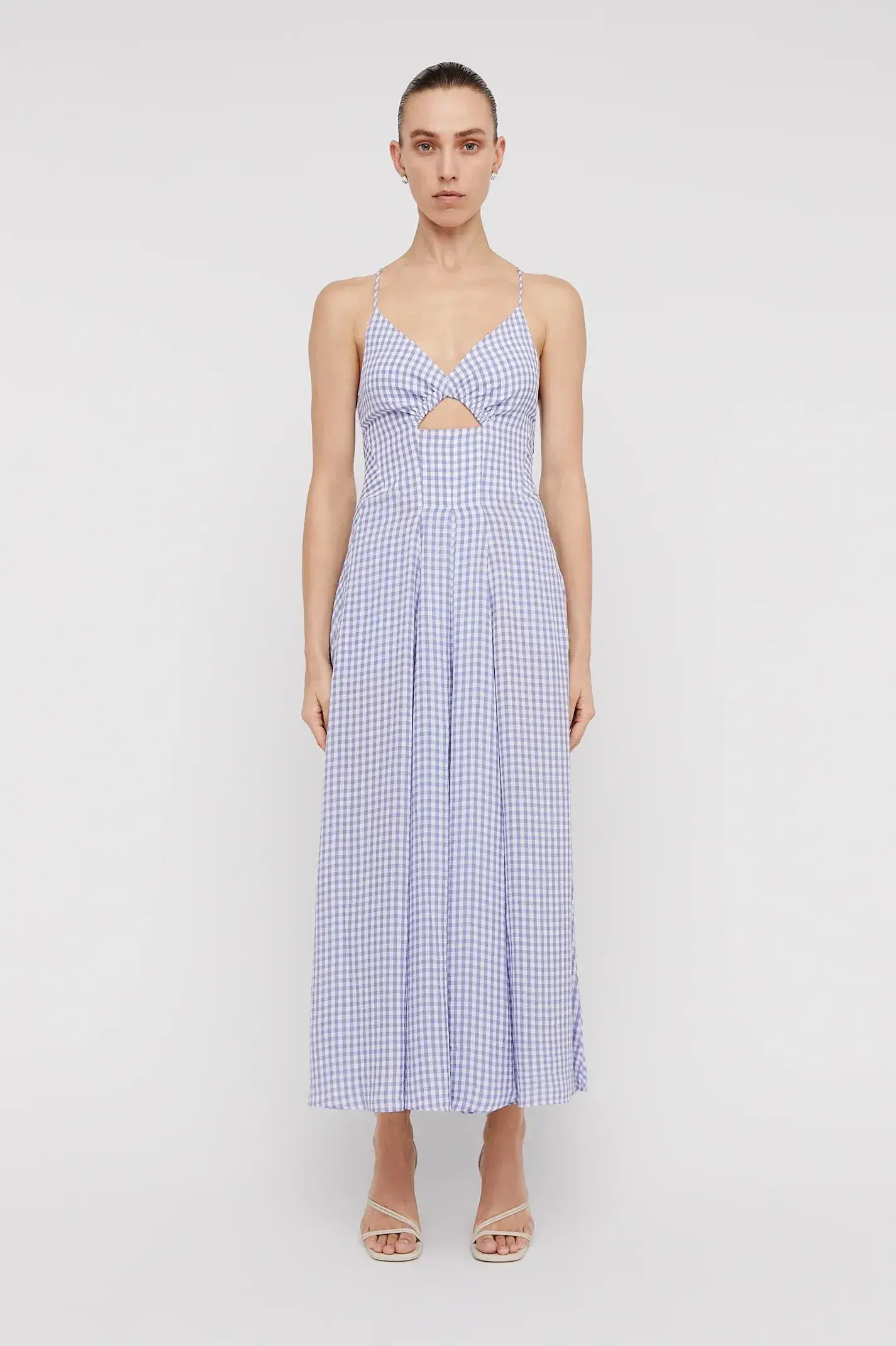 Scanlan Theodore Gingham Strappy Dress Mauve Size 8 - Image 1