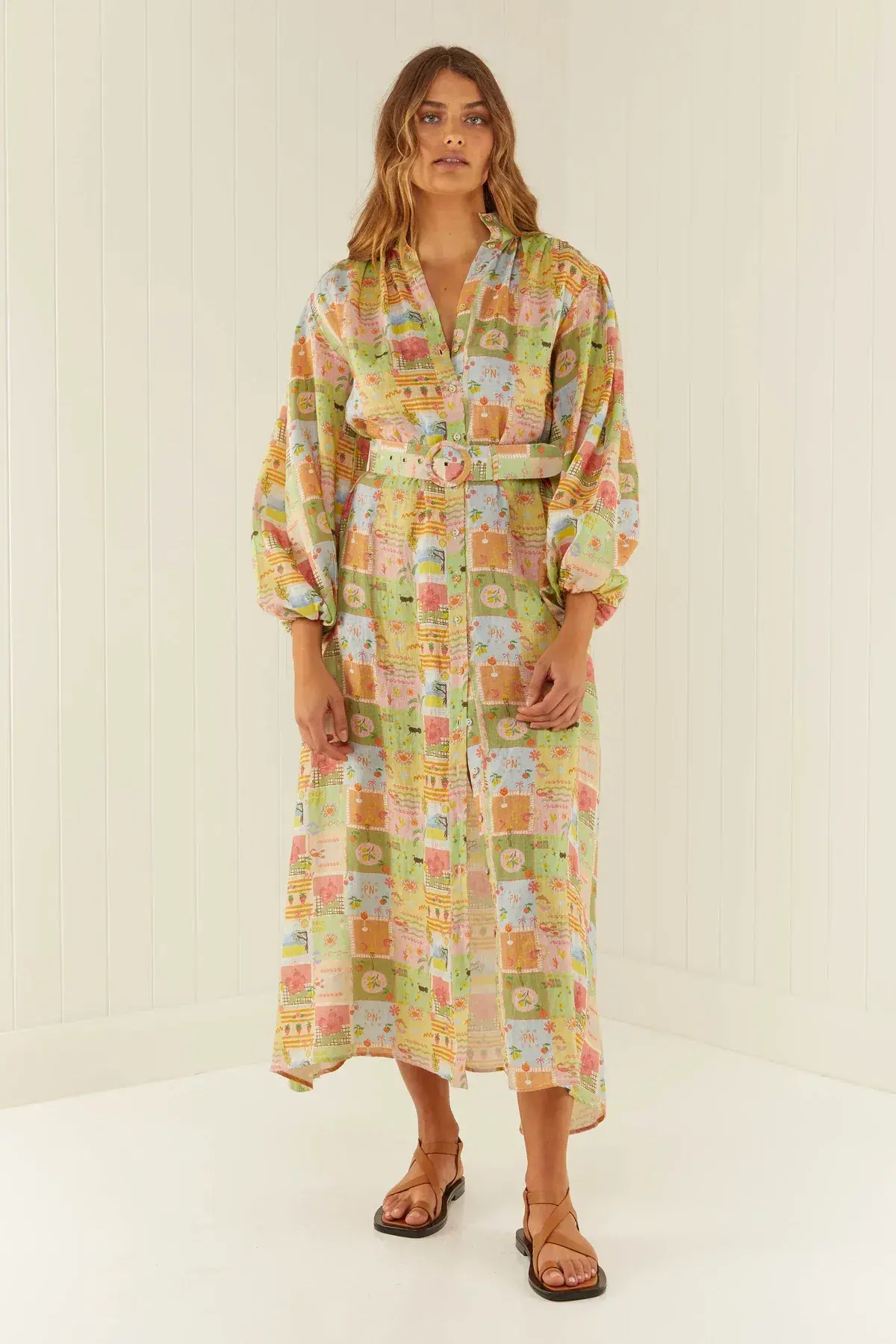 Palm Noosa Noddy Dress Noosa Tiles Print Multi Size AU 10 - Image 1