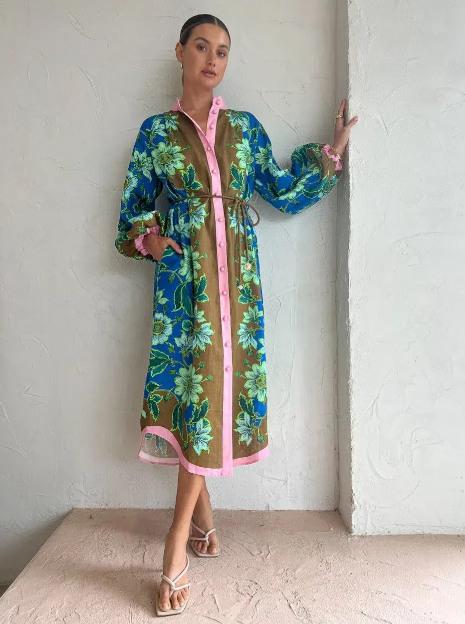 Alemais Winnie Shirt Dress in Cobalt Size AU 12 for rent on The Volte - main image