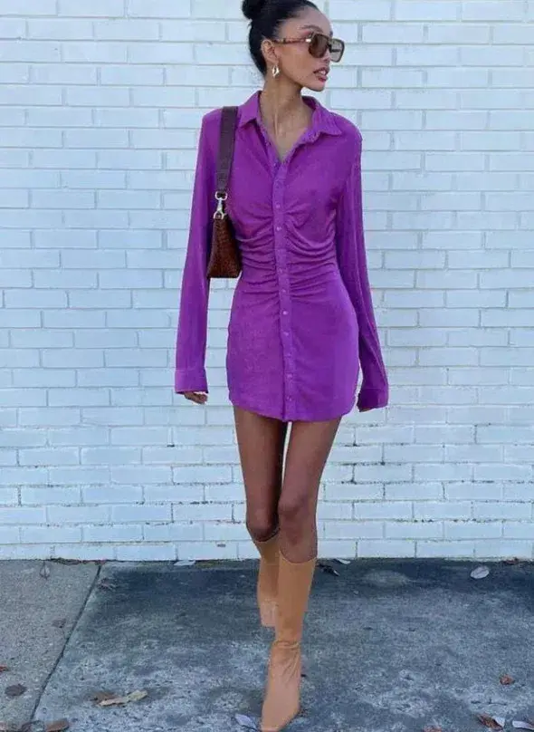 With Jean Purple Andy Dress Purple Size AU 8 for rent on The Volte - main image