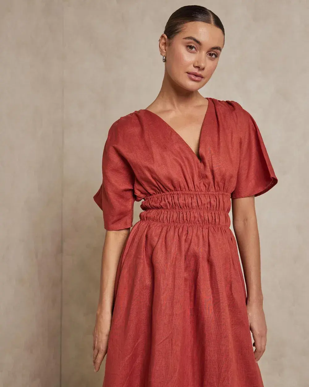 Aere Maxi Dress Burgundy Size AU 8  for rent on The Volte - main image