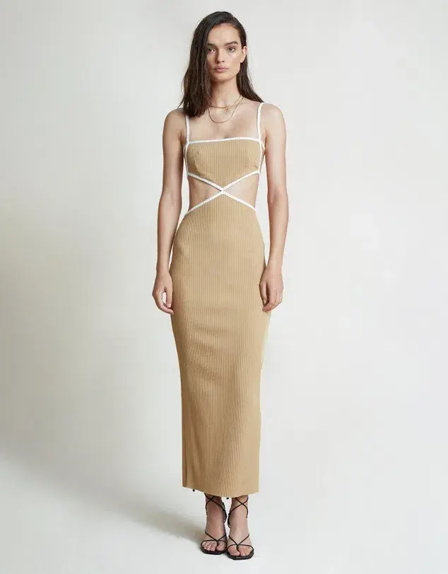 Bec & Bridge Coyote Midi Dress in Nude Size AU 6  - Image 1