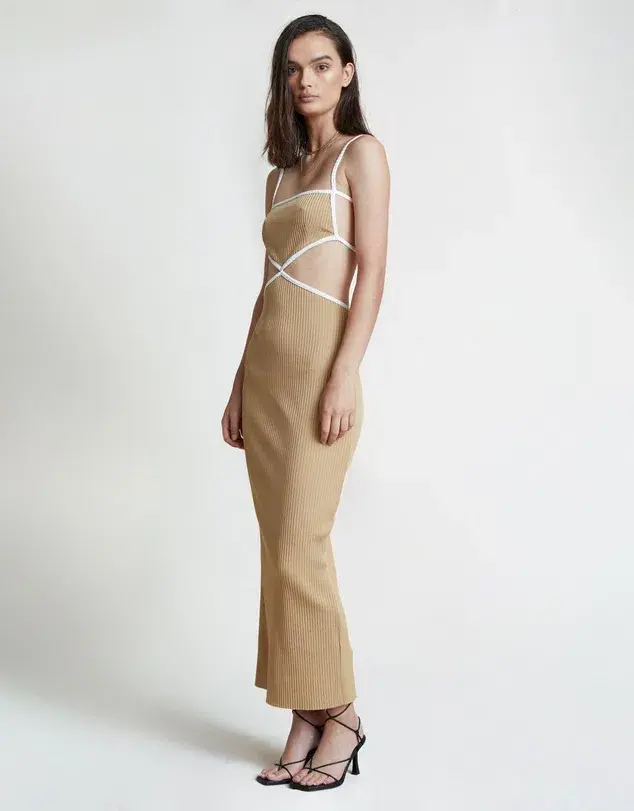 Bec & Bridge Coyote Midi Dress in Nude Size AU 6  - Image 2