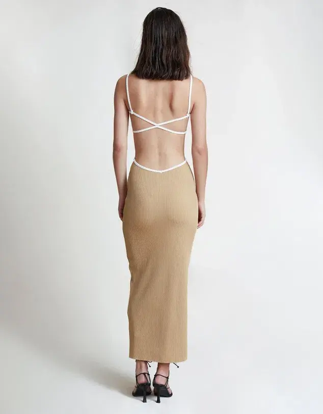 Bec & Bridge Coyote Midi Dress in Nude Size AU 6  - Image 4