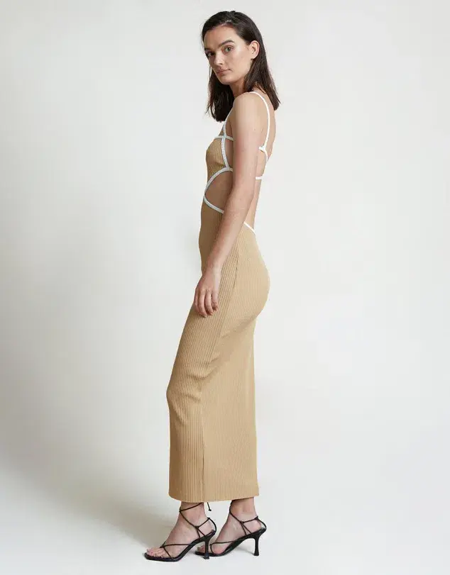 Bec & Bridge Coyote Midi Dress in Nude Size AU 6  - Image 3