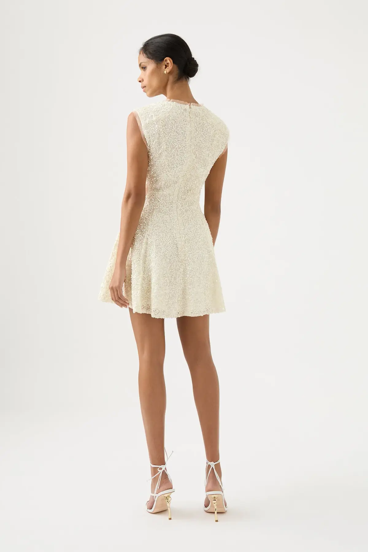 Aje Mirage Beaded Mini Dress Ivory Size 8 - Image 3