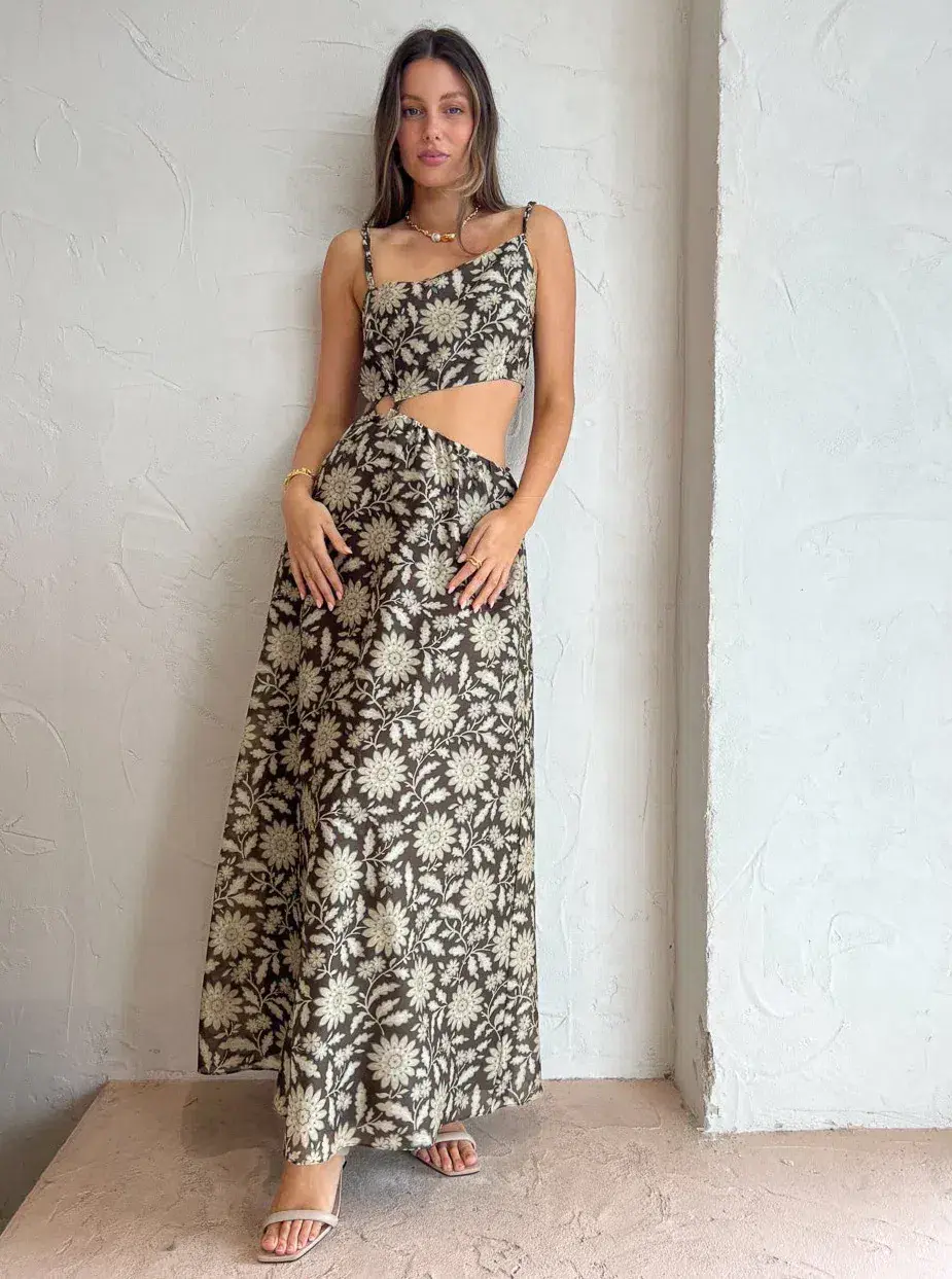 Sir the Label Xanita Asymmetrical Cut Out Dress Floral Size 2/AU 10 - Image 2