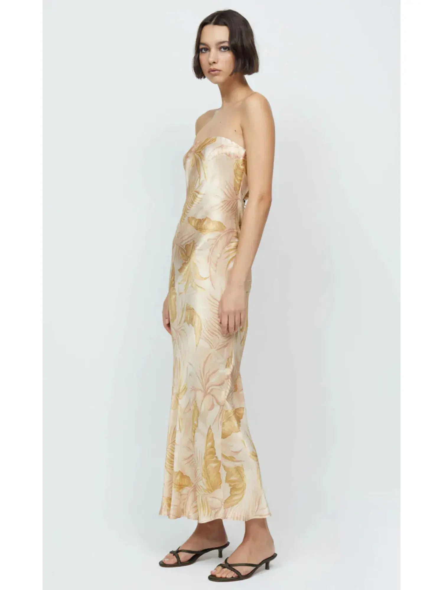 Bec & Bridge Dusty Palms Strapless Maxi Dress Print Size AU 6 - Image 2