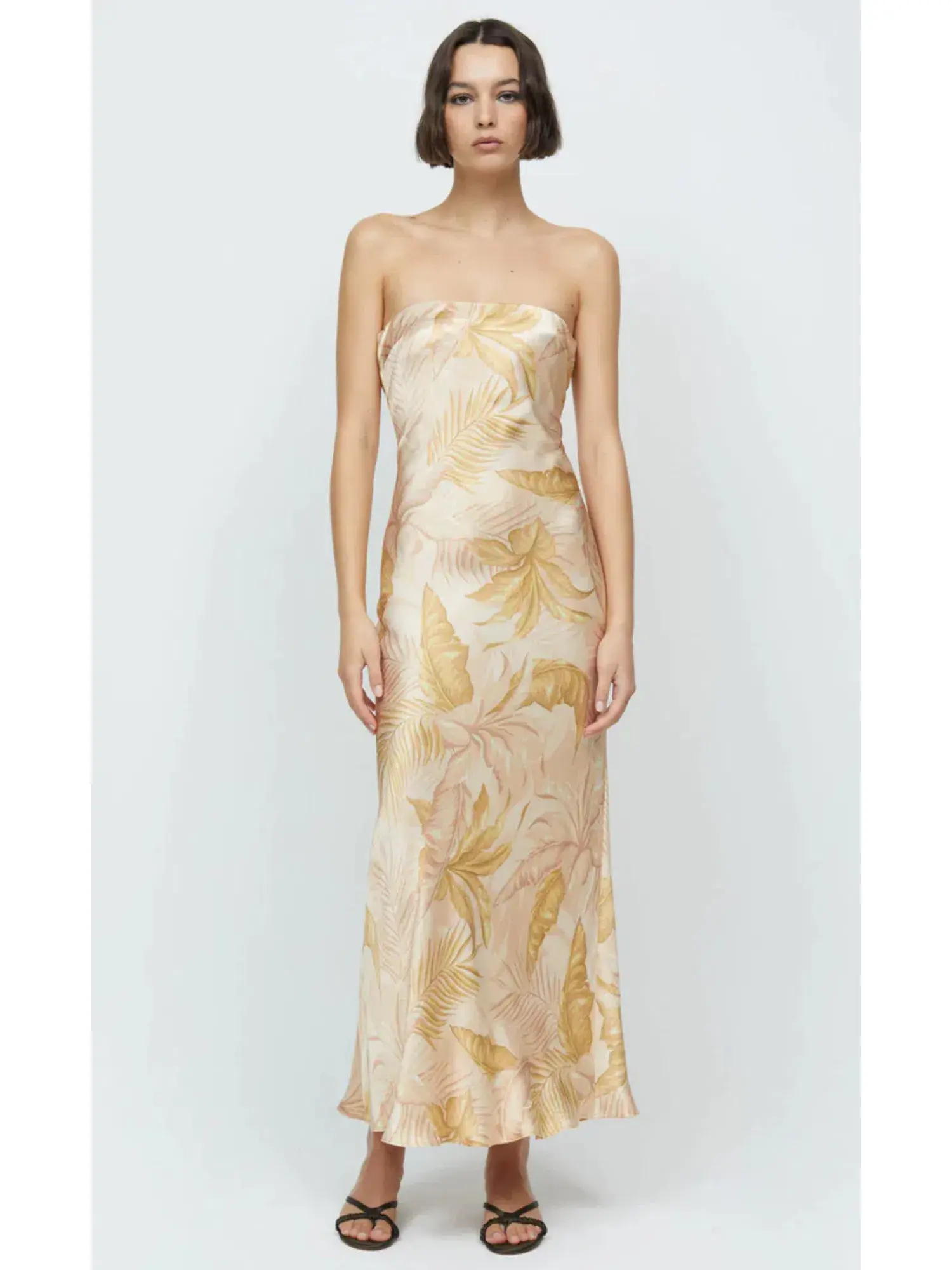 Bec & Bridge Dusty Palms Strapless Maxi Dress Print Size AU 6 - Image 1