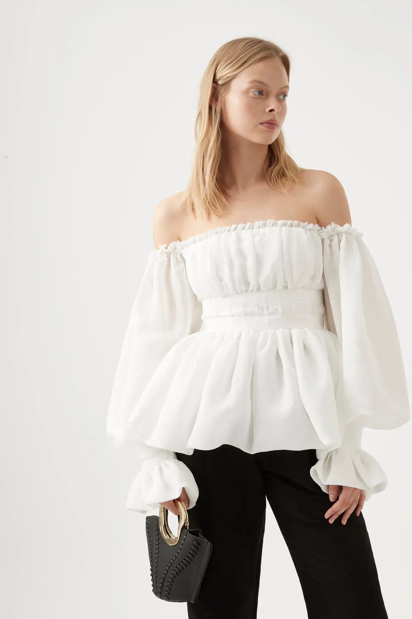 AJE Divine Off Shoulder Top Ivory Size 8 - Image 1