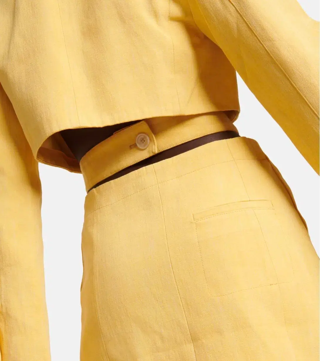 Jacquemus La Robe Bari Linen-blend Mini Dress Yellow  Size 8 - Image 4
