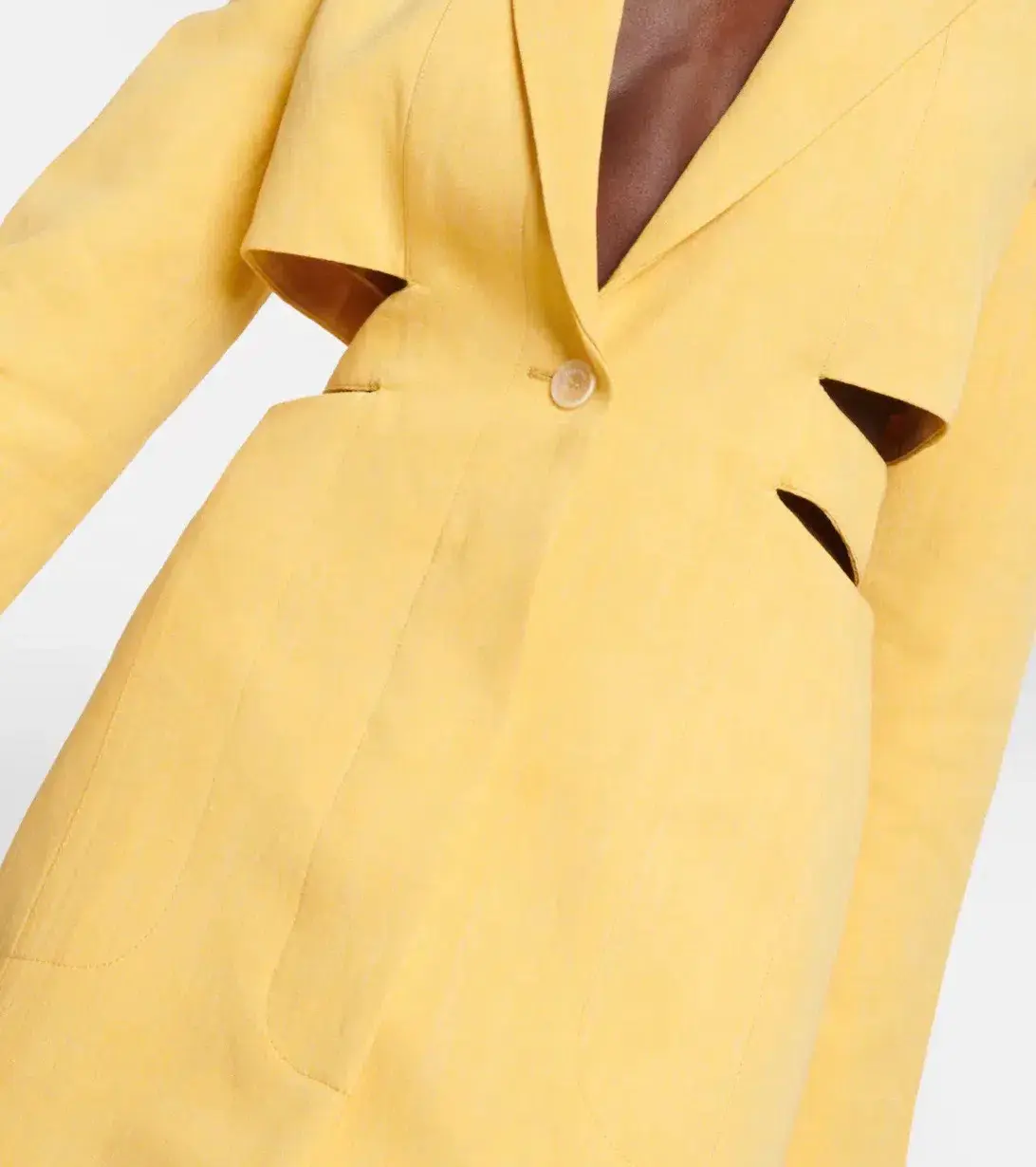 Jacquemus La Robe Bari Linen-blend Mini Dress Yellow  Size 8 - Image 5