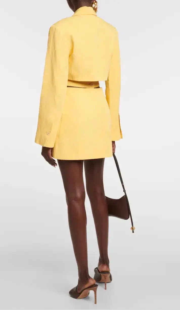 Jacquemus La Robe Bari Linen-blend Mini Dress Yellow  Size 8 - Image 2