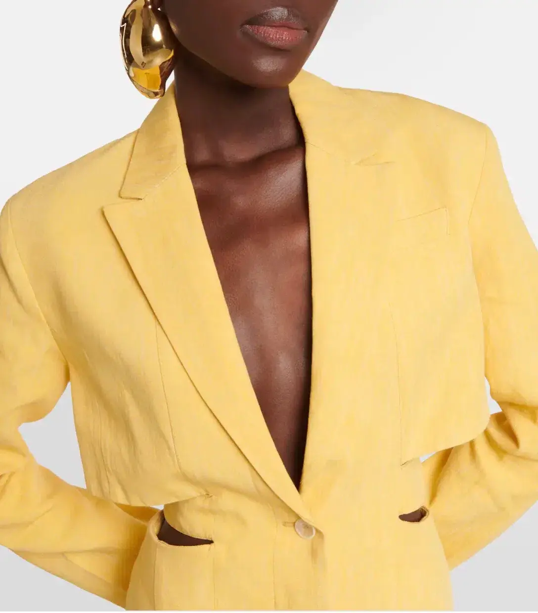 Jacquemus La Robe Bari Linen-blend Mini Dress Yellow  Size 8 - Image 3