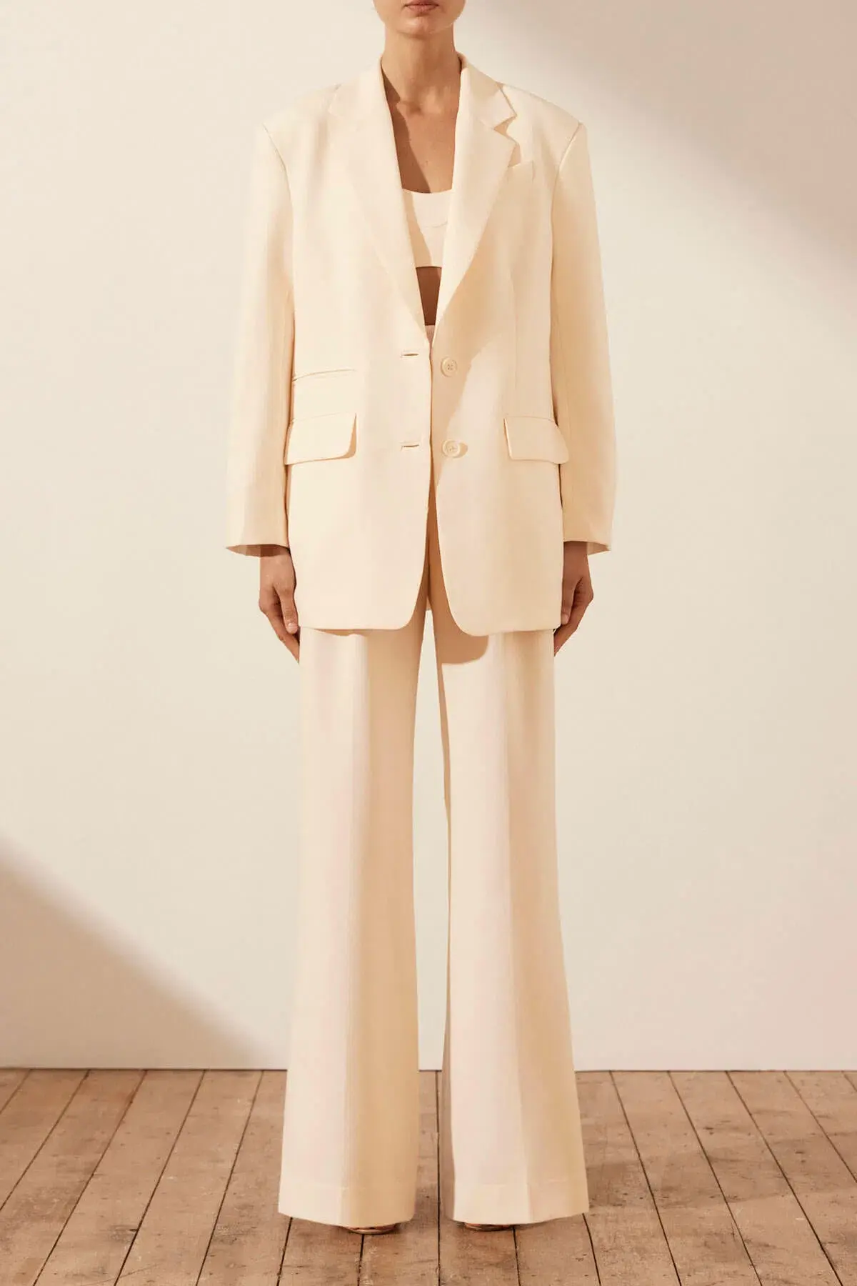 Shona Joy Irena Oversized Blazer Cream Size 10 - Image 1