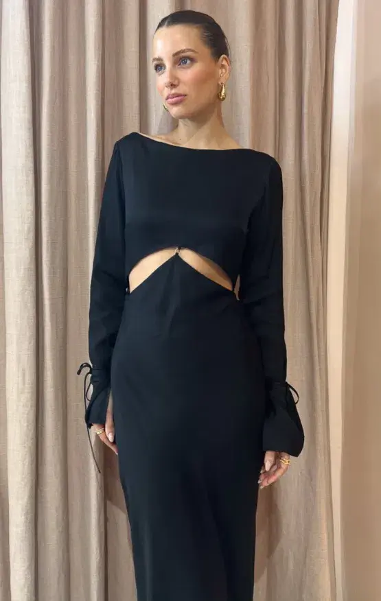 Bec & Bridge Diamond Days Long Sleeve Maxi Dress Black Size 10 / M - Image 2