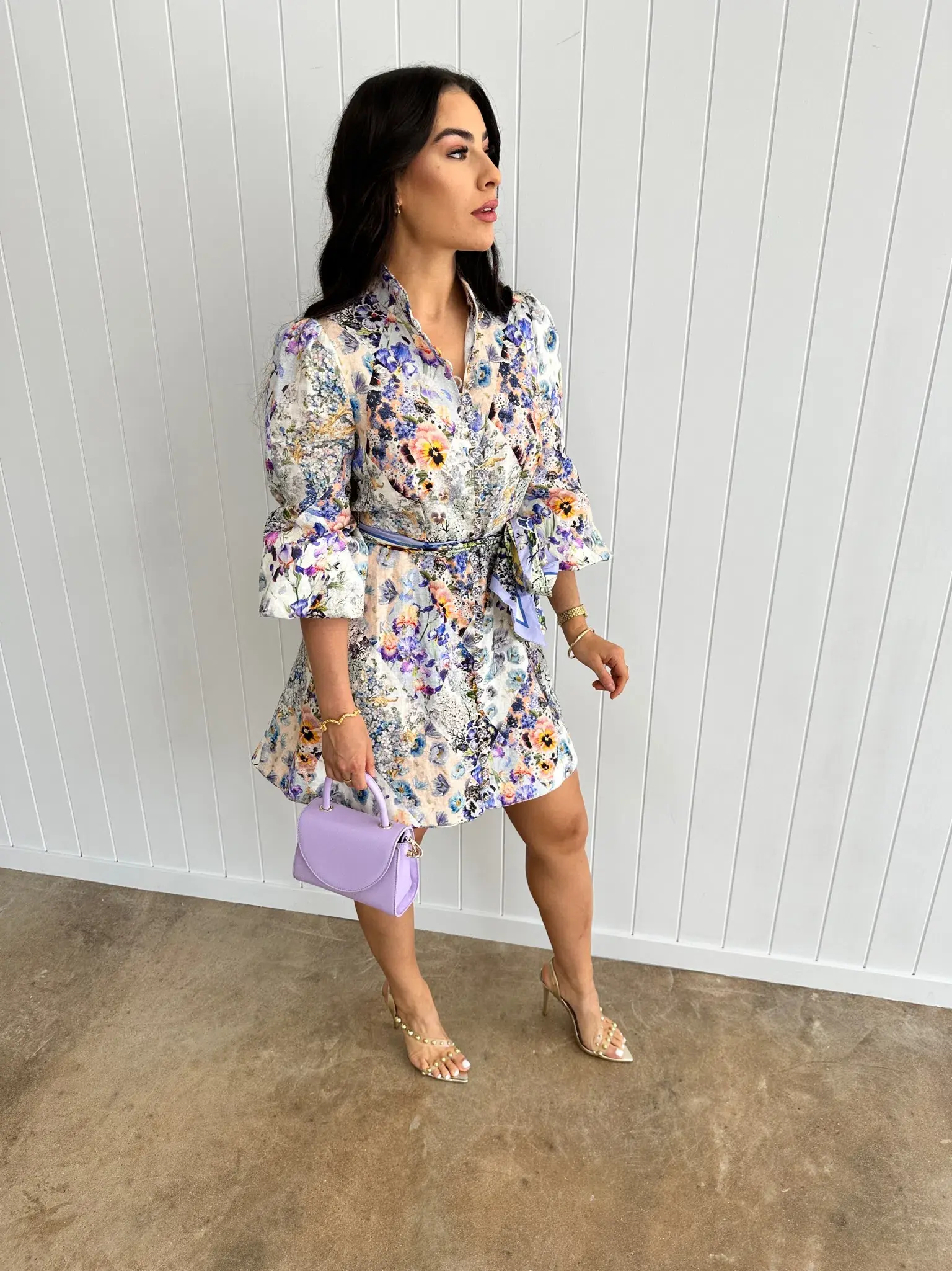 Zimmermann Tama Belted Mini Dress Diamond Splice Floral Size 2 /AU 12 - Image 5