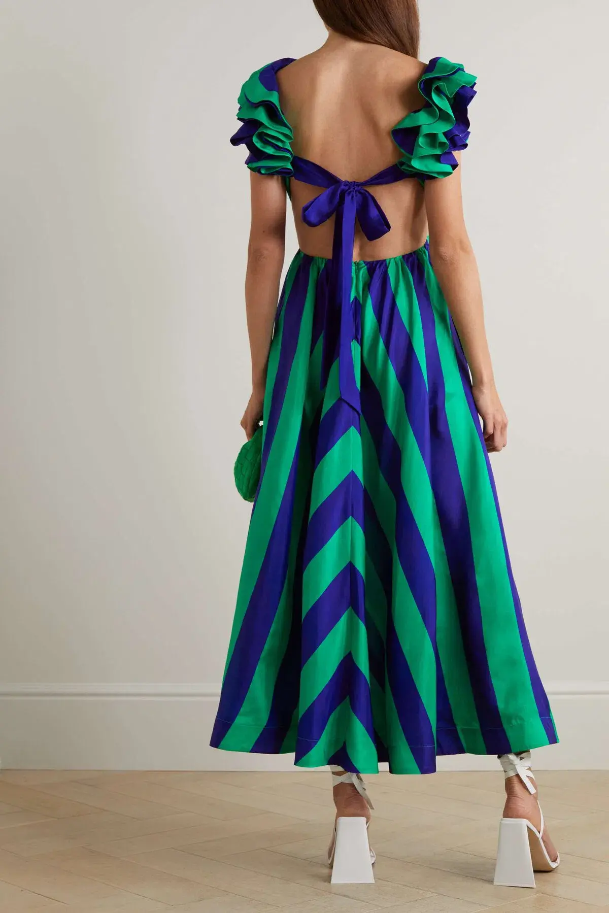 Zimmermann Tiggy Frill Shoulder Midi Dress Stripe Size 2 / Au 12 - Image 2