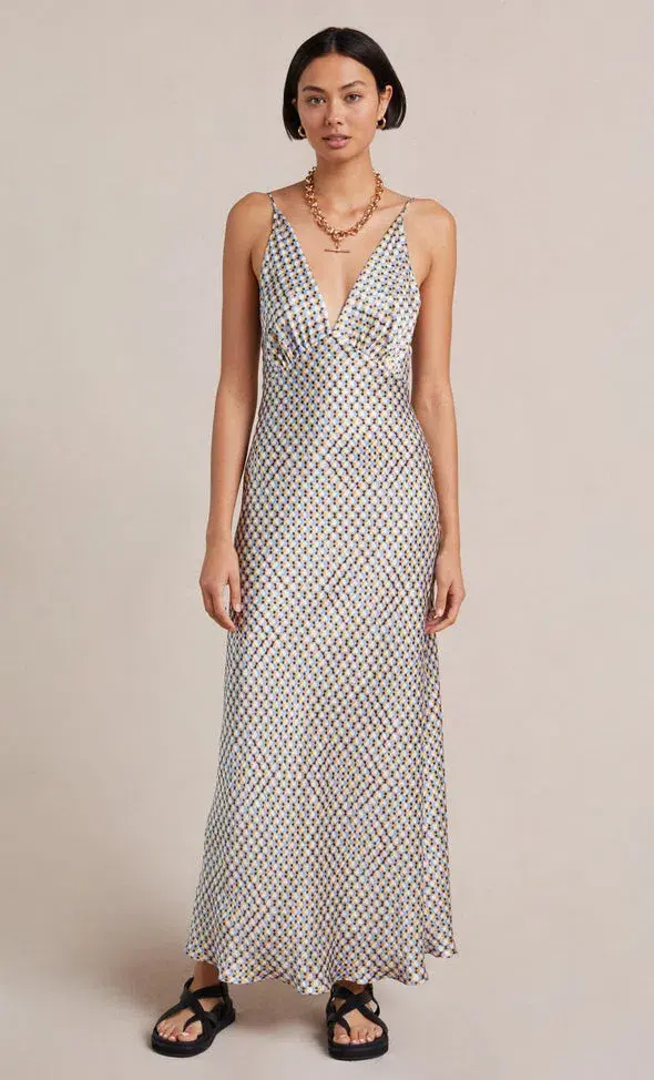Bec & Bridge Frankie V Midi Dress Multi Print Size 6  - Image 2