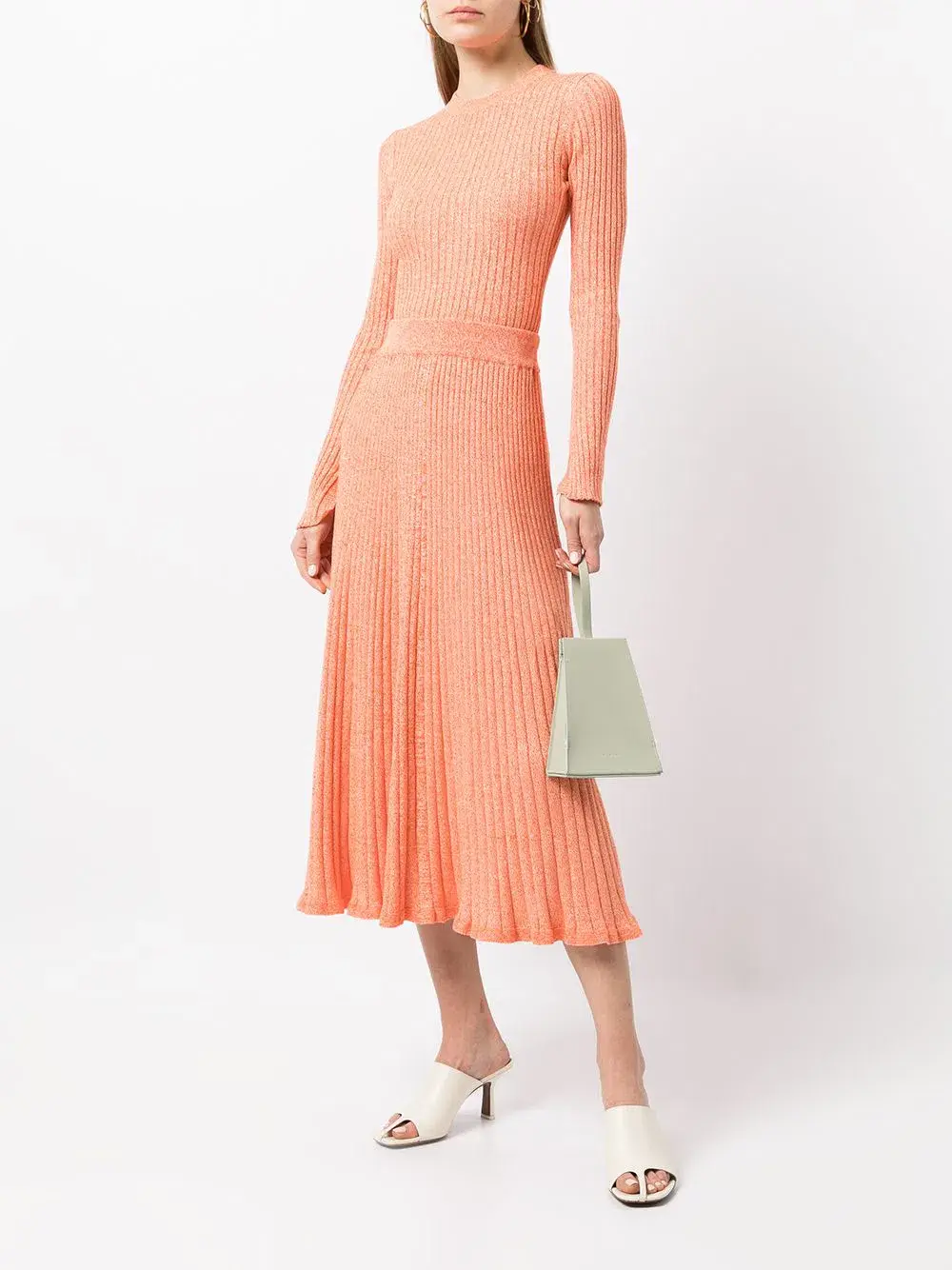 Anna Quan Elesha Top and Felicia Skirt Ribbed Knit Set Orange Zest Size AU 6 - Image 1