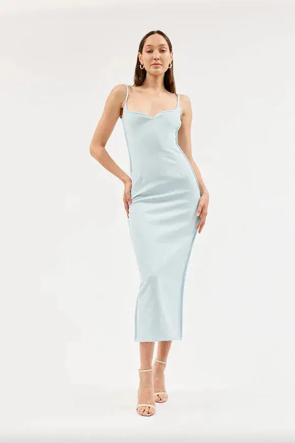 Paris Georgia Heart Midi Dress Mineral Blue Size XS / AU 6 - Image 1