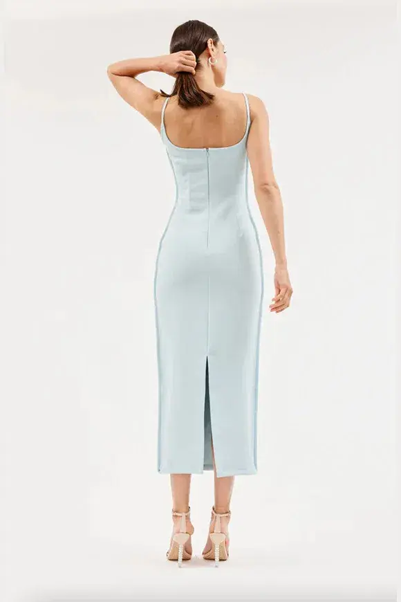 Paris Georgia Heart Midi Dress Mineral Blue Size XS / AU 6 - Image 2