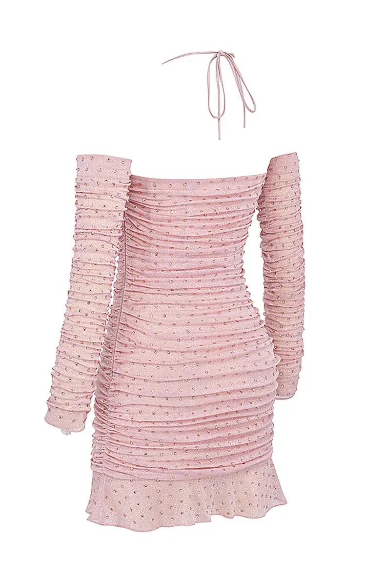 House of CB Estella Crystallised Mini Dress Soft Pink Size XS / AU 6 - Image 7