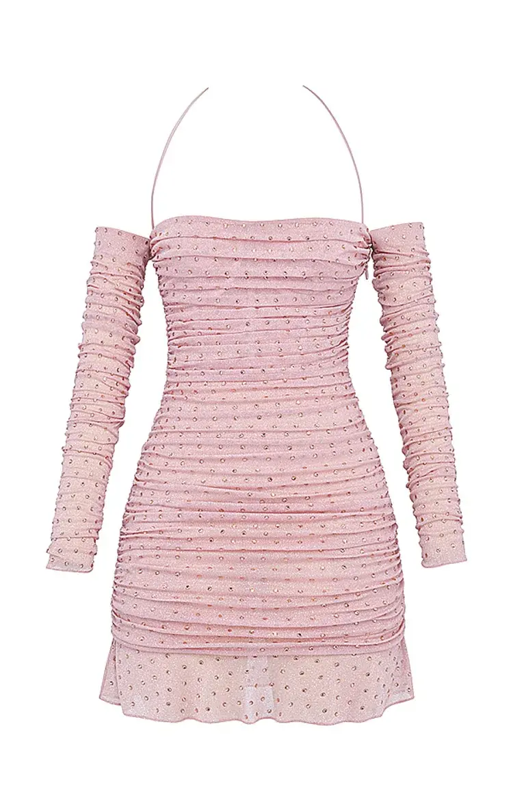 House of CB Estella Crystallised Mini Dress Soft Pink Size XS / AU 6 - Image 6