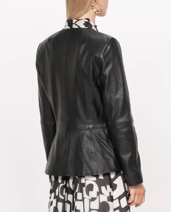 Veronica Maine Soft Leather Jacket Black Size 12 - Image 3
