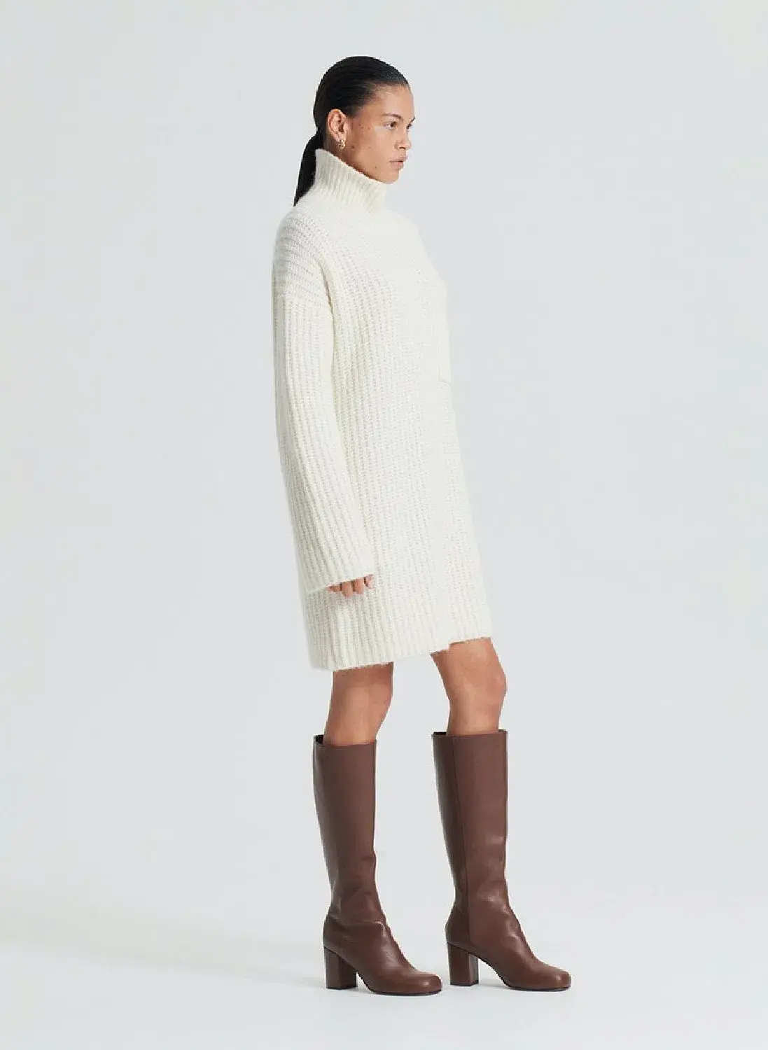 Scanlan Theodore Alpaca Sweater Dress Cream Size S/AU 8 - Image 2