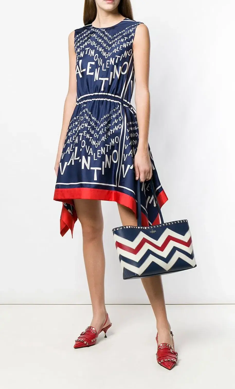 Valentino Garavani Silk Puzzle Print Dress IT38/AU 8 - Image 1