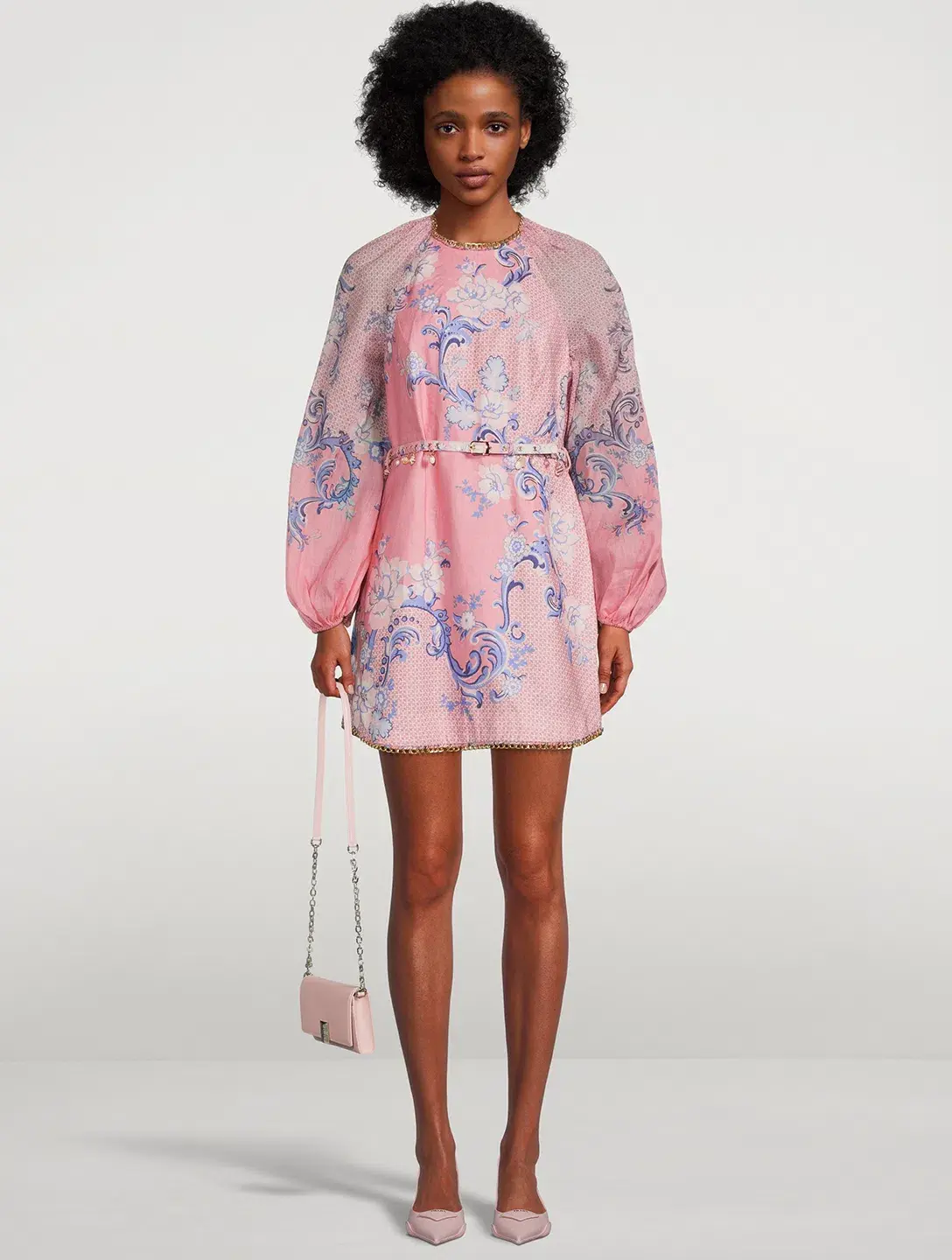 Zimmermann Postcard Mini Dress Swirl Floral Coral Size 1/Au 10 - Image 1