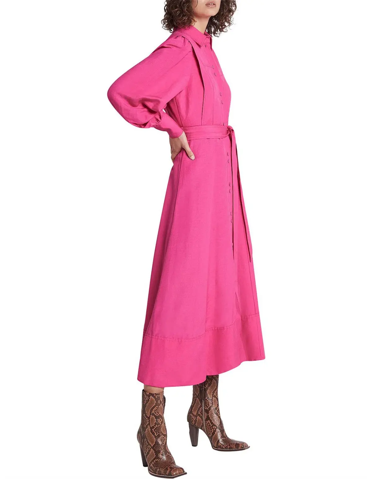 Aje Admiration Midi Shirt Dress Fuchsia Pink Size 8 - Image 2