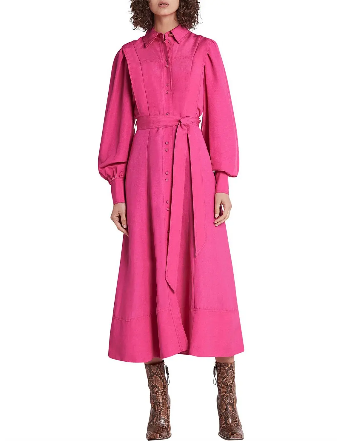 Aje Admiration Midi Shirt Dress Fuchsia Pink Size 8 - Image 1