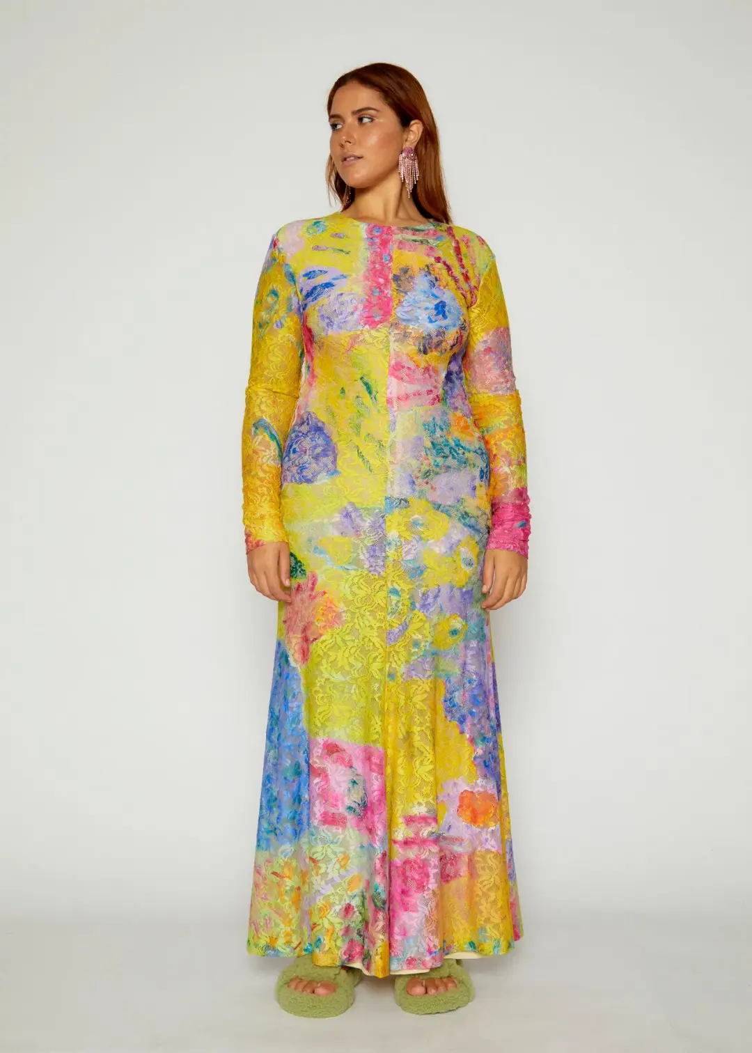 Romance was born Yellow Reef Long Sleeve Lace Frock Multi Size 12  for rent on The Volte - main image