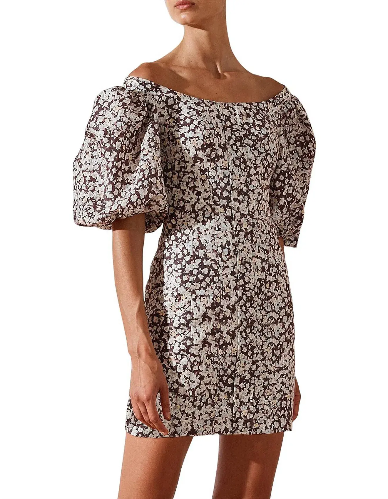 Shona Joy Dahlia Ots Fitted Mini Dress Print Size 10 - Image 2