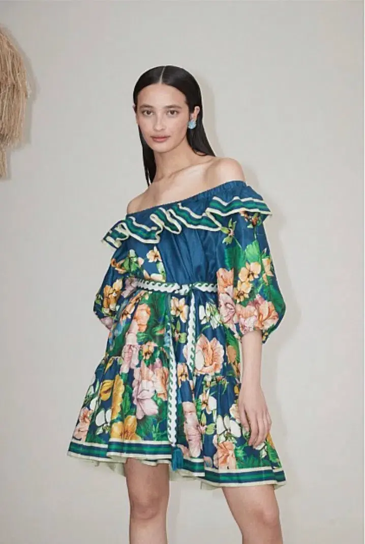 Alemais Lyla Dress Blue/Floral Size 10 for rent on The Volte - main image