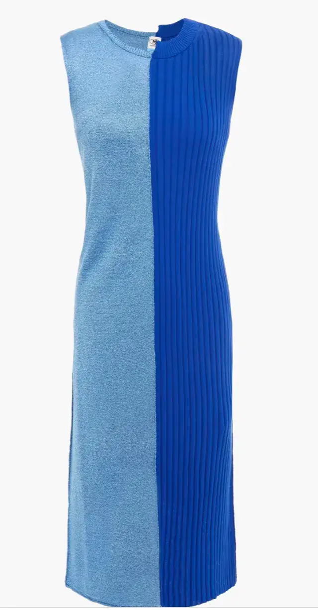 M Missoni Two-tone Metallic Ribbed And Crochet-knit Dress Blue Size 12 for rent on The Volte - main image